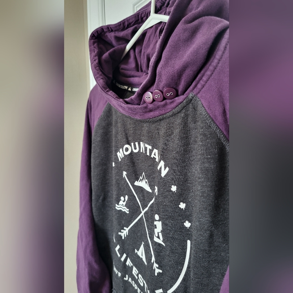 Cozy Purple and Gray Cowl Neck Sweater